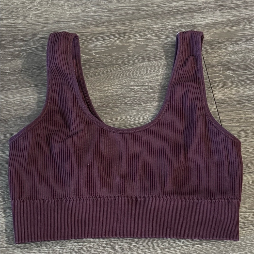 aerie Ribbed Scoop Bralette in Deep Plum